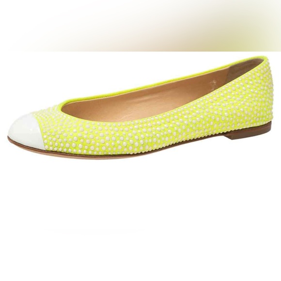 Giuseppe Zanotti Green Glitter Crystal Embellished Ballet Flats